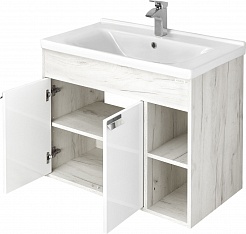 Акватон Мебель для ванной Флай 80 дуб крафт/белый – фотография-4